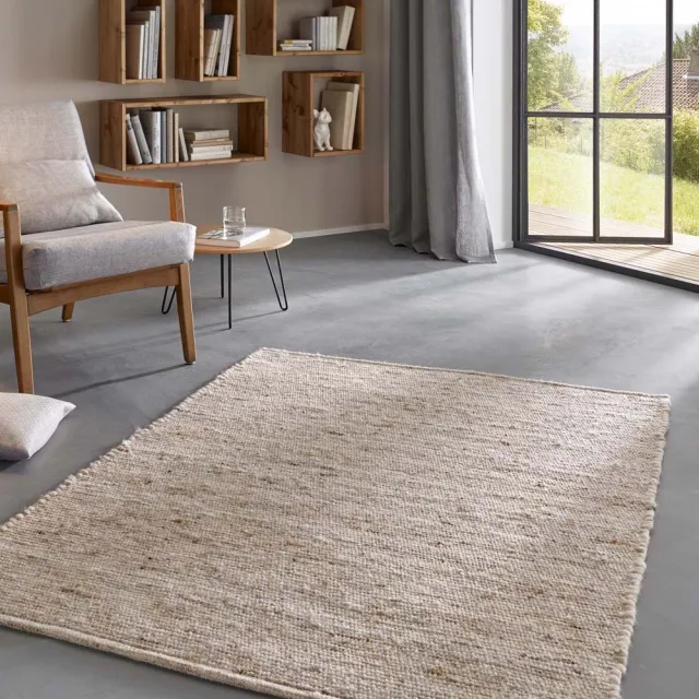 Tapeso Wollen vloerkleed - Bokn beige 120x170
