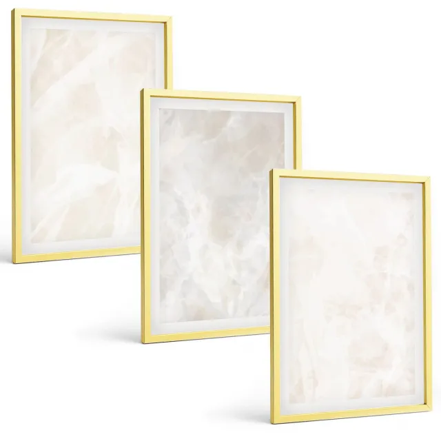 TULUP 4-Delige Schilderij Set - Elegante marmersteen achtergrondtextuur - 40 x 60 cm - Stijlvolle Wanddecoratie - Interieur - Moderne Wanddecoratie Gouden lijst