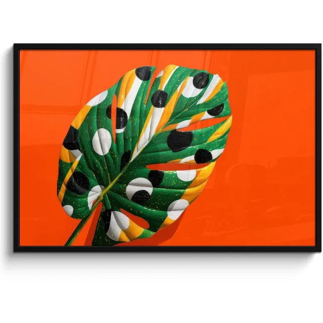 FrameYourWall Poster in lijst - Fotolijst 120x80 cm - Posters - 3-2 - Posterlijst zwart - Decoratie - Wanddecoratie woonkamer - Muurdecoratie slaapkamer Blad - Stippen