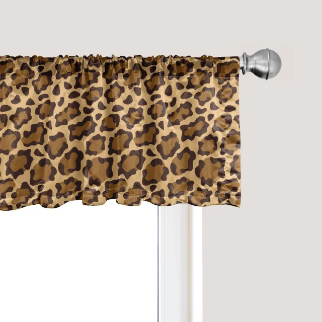 ABAKUHAUS Luipaardprint Raamvalletje, Gordijnvalletje voor Keuken en Slaapkamer met Tunnelzoom, 137 cm x 30 cm, Zandbruin Licht Karamel