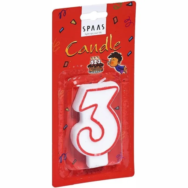 Spaas Verjaardagskaars 3 rood/wit