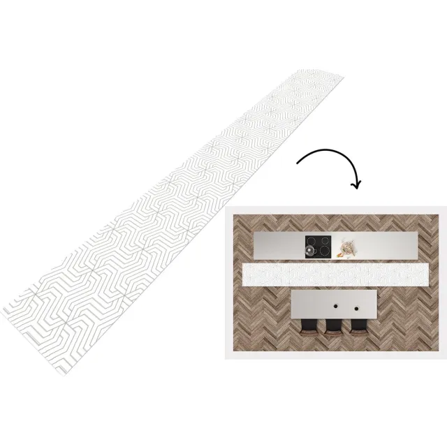 KitchenYeah Keukenloper - Keukenmat - Geometrie - Lijn - Patroon - Keuken vloerkleed multicolor