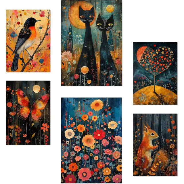 Nacnic 6x Posters Dieren & Natuur A3/A4, Ongelijst