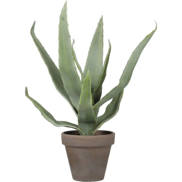 Mica Decorations ALOE VERA KUNSTPLANT IN BLOEMPOT STAN- H30 X Ø16 CM - VERGRIJSD GROEN-GRIJS