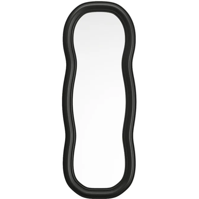 Vente-unique Organische spiegel in paulowniahout - H 160 x B 60 cm - Zwart - TAYLI