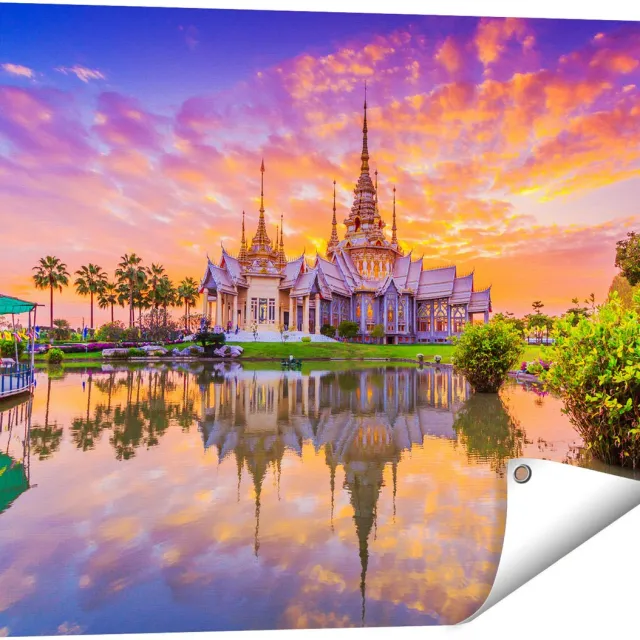 Gards Tuinposter Wat Non Kum Tempel in Thailand - 80x60 cm - Tuindoek - Tuindecoratie - Wanddecoratie buiten - Tuinschilderij Multikleur