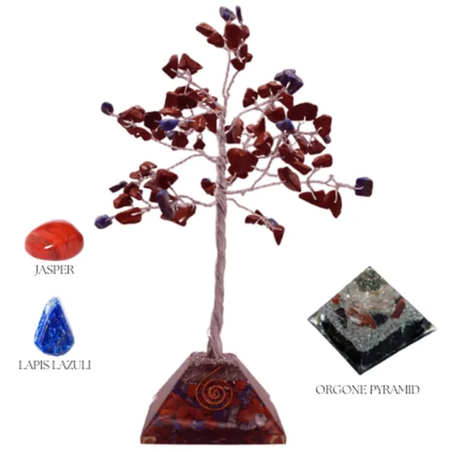Green Tree Candle Edelsteenboom Rode Jaspis Orgoniet Klein Multicolor