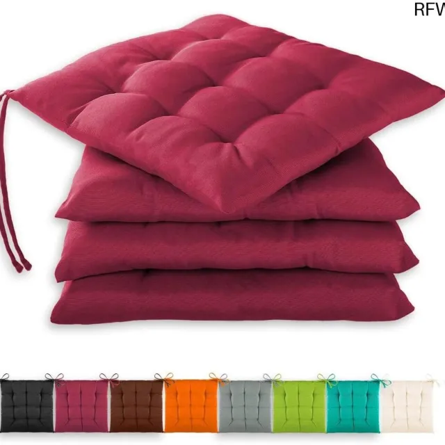 RFWR Set van 4 zitkussens 40x40 cm met bevestigingsriemen voor binnen-en buitengebruik