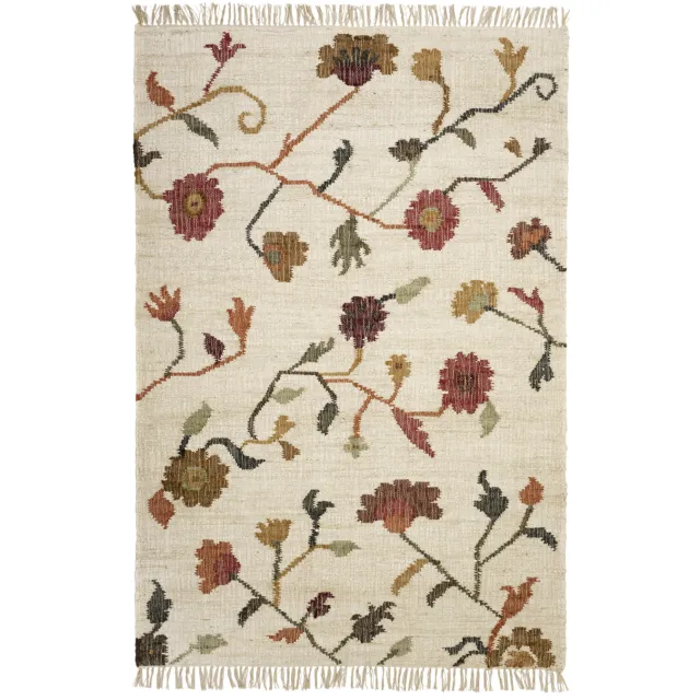 Madam Stoltz jute vloerkleed gebroken wit gebroken wit/ rood/ geel/ groen
