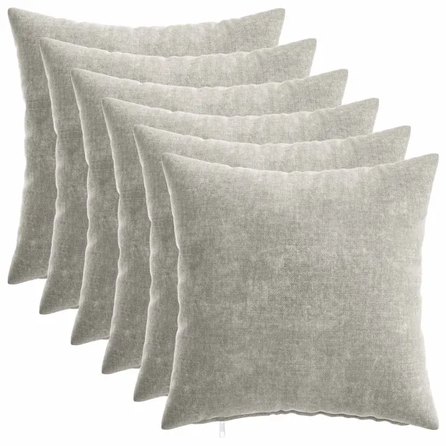 vidaXL Dekenkussen - 6 - st - HEERLEN - Lichtgrijs - 30 - x - 30 - cm - Chenille - Stof