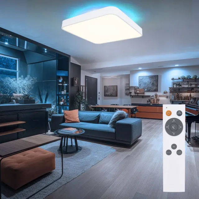 Globo Plafondlamp LED Afstandsbediening dimbaar Kleurwisseling Geheugenfunctie Achtergrondverlichting CCT schakelen, metaal, 48W 2500lm 3000-6000K L 73 cm Wit