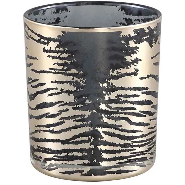 PTMD Djenna Ronde Theelichthouder Zebra - H15 x 15 cm - Glas - Goud
