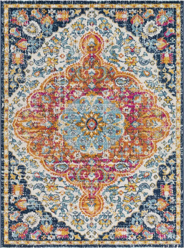 Surya Wren vloerkleed vintage oosters meerkleurig oranje