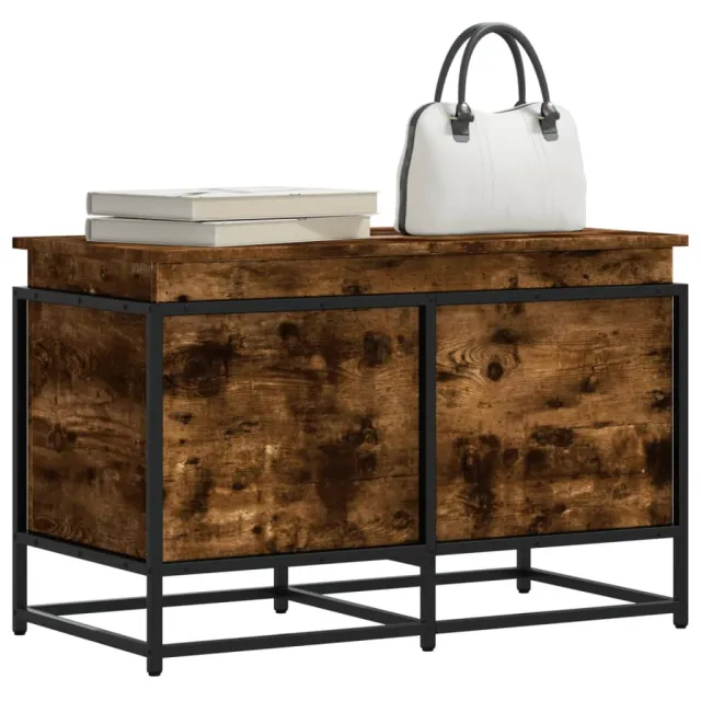 vidaXL Opbergbox met deksel 80x40x51,5 cm bewerkt hout gerookt eiken Bruin
