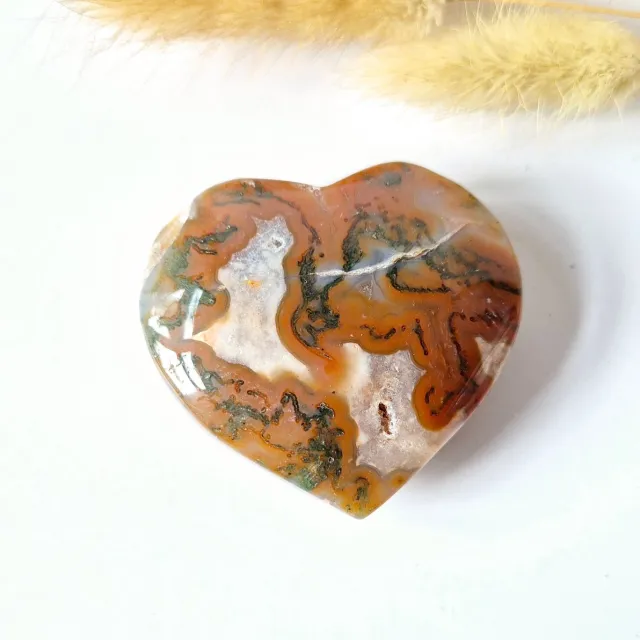 Moonlight Gemstones Druzy Rode Mosagaat Hart 6-8cm – #40 (perfect voor Valentijn) Edelsteen