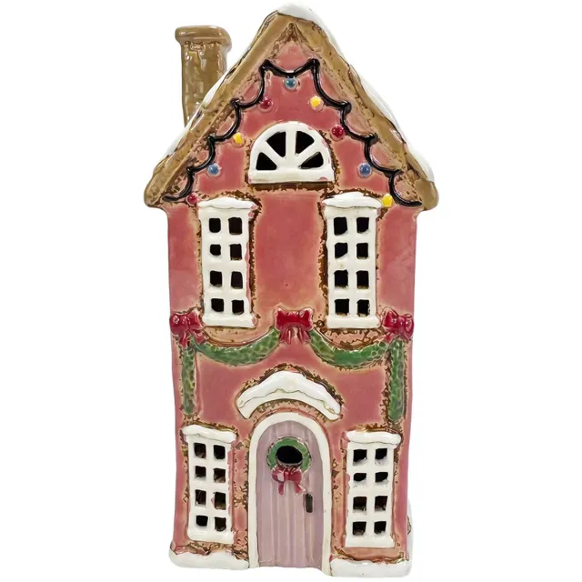 Clayre & Eef Waxinelichthouder Huis Roze Keramiek