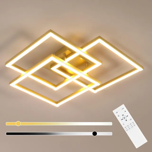 Haobosic Driehoekig - Plafonnier - Goud 62x62x11cm - Dimbare 40W Gouden