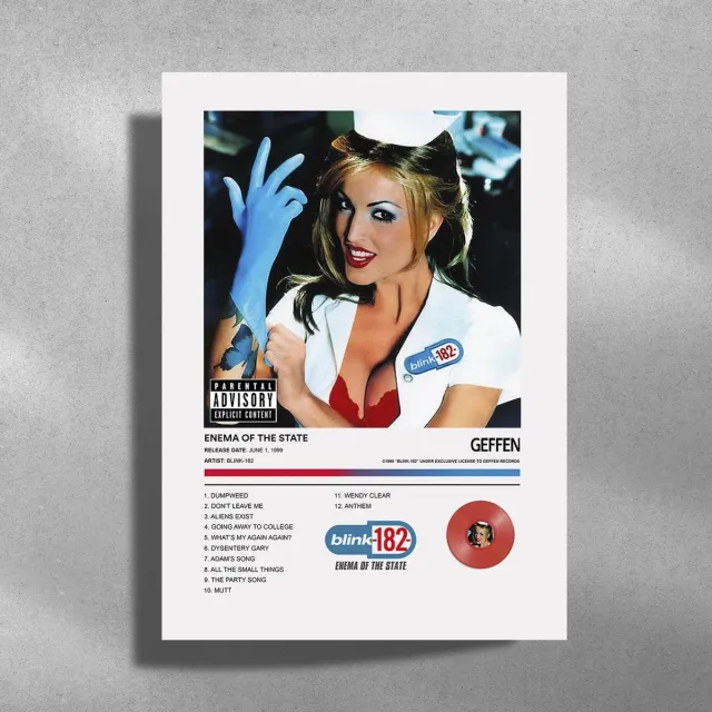 Luxe poster Blink-182 - Enema Of The State - Metalen Poster - 30x40cm - album cover rood