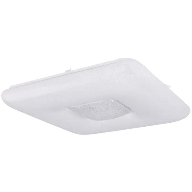 Globo Lighting LED plafondlamp sterrenhemel plafondlamp woonkamerlamp eetkamerlamp, chroom ring kunststof kristallen helder, metaal chroom, 24 W 1600lm 3000K, L x B x H 43 x 43 x 8 cm Wit