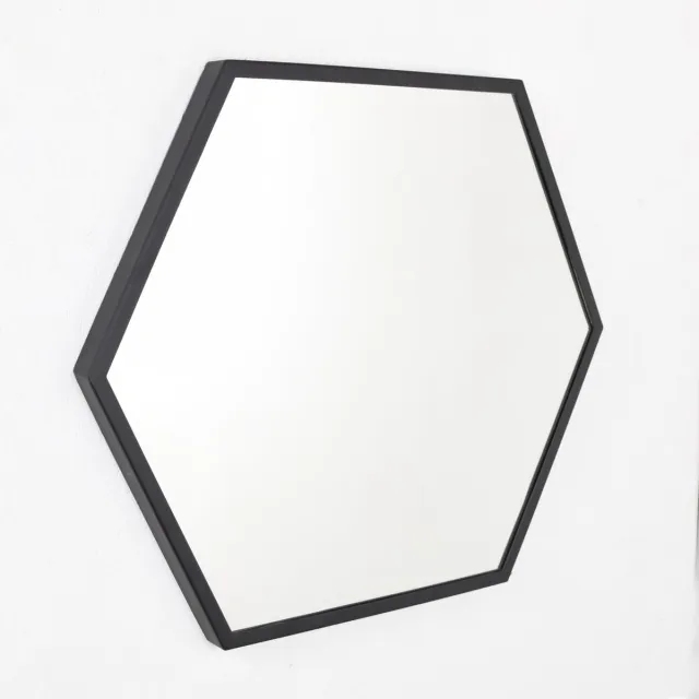 LOFT42 Wandspiegel Zeshoek Large - Zwart - 58x50