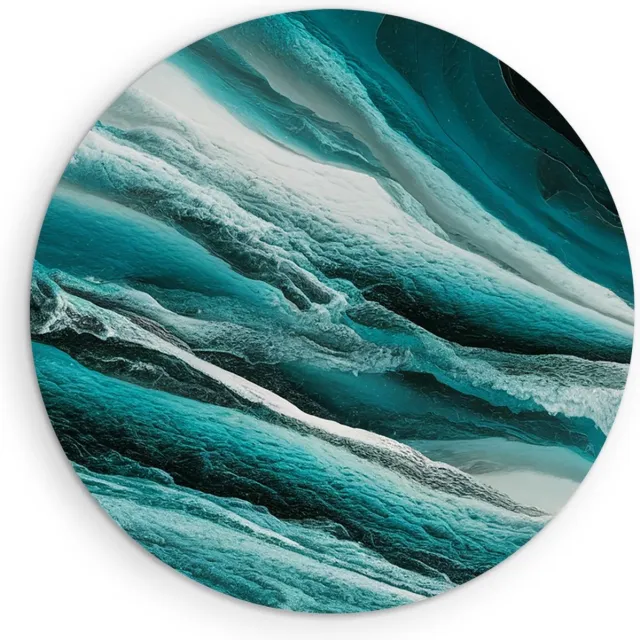 Saammp Forex Muurcirkel - Turqoise - Abstract - Ø 40 - Wandcirkel - Wanddecoratie Cirkel - Muurdecoratie Woonkamer - Slaapkamer decoratie - Rond Schilderij