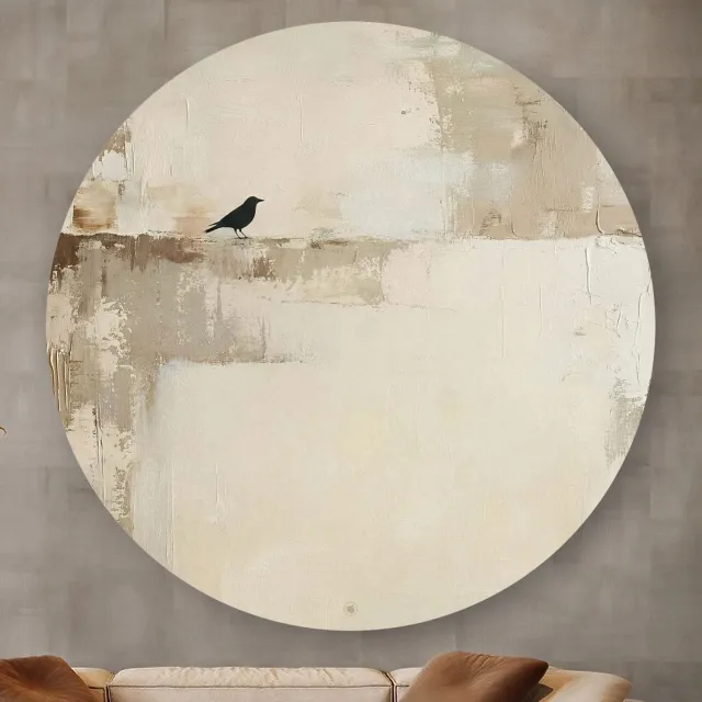 HIP ORGNL Silent Tori - Wandcirkel Vogel Japandi - 140 cm Beige