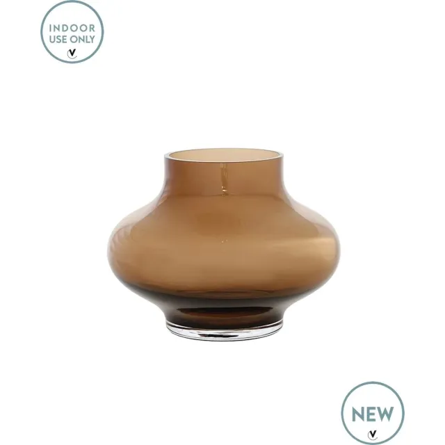 Vase The World Vaas Ruvuma | Small | Taupe - Bruin | Mondgeblazen glas | Nieuw | Ø20 x H15 cm