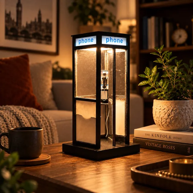Namajunas Retro Telefooncel Nachtlampje - USB LED Tafellamp - Sfeerlamp voor Slaapkamer en Bureau - Zwart