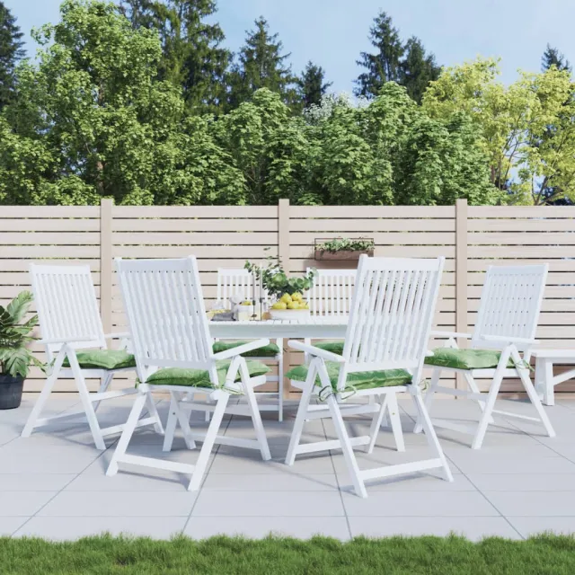 vidaXL Stoelkussens 6 st bladpatroon 40x40x7 cm stof groen