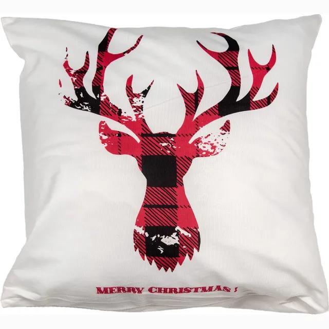 Clayre & Eef Kussenhoes 45x45 cm Wit Rood Polyester Rendier