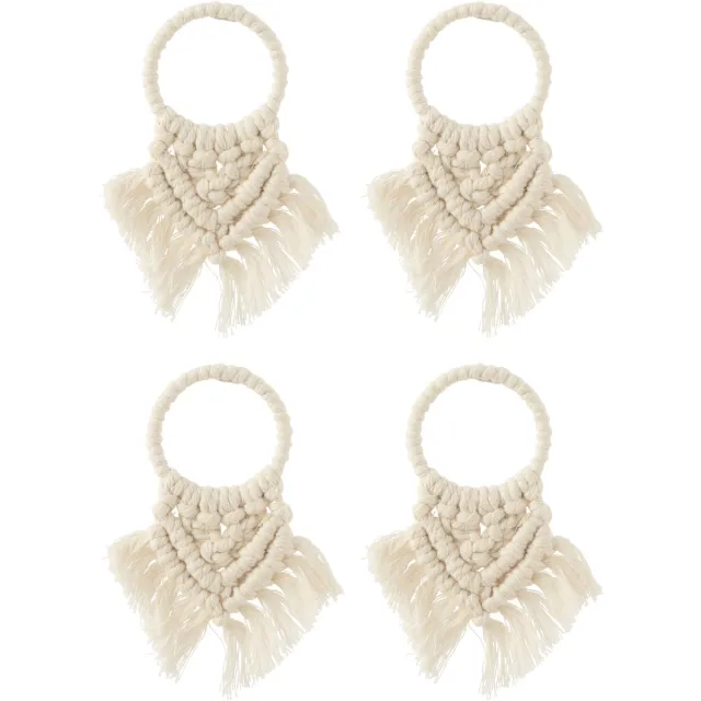 J-Line servetring Macramé - polyester - beige - 4 stuks