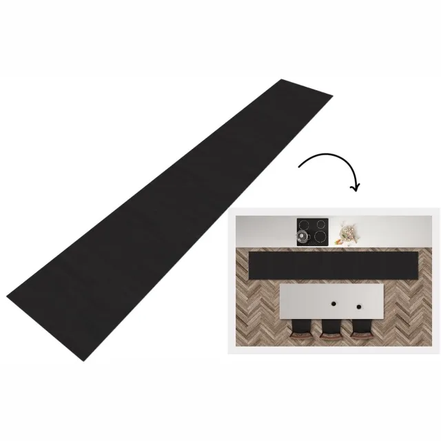 KitchenYeah Keukenloper 300x50 cm - Keukenmat vinyl Plank - Zwart - Patronen - Keukenmatten loper - Keuken vloerkleed tapijt Hout