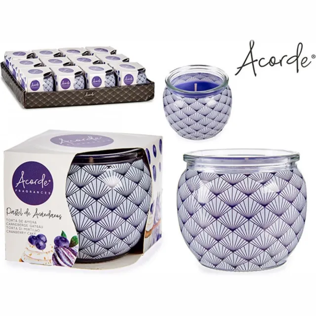 Acorde Geurkaarsenset 3 stuks - BLAUWE BES/VANILLE/BLOEMEN - in glas - 20u Rood/geel/paars