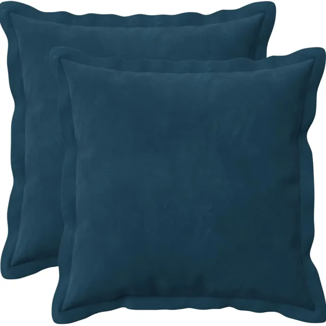 vidaXL Dekenkussen - 2 - st - HOUTEN - Blauw - 45 - x - 45 - cm - fluweel