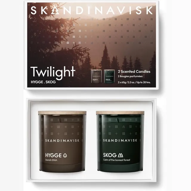 Skandinavisk Twilight geurkaars giftset: Hygge + Skog Warm, Neutraal
