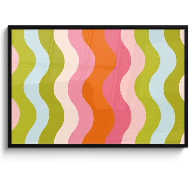 FrameYourWall Poster in lijst - Fotolijst 120x80 cm - Posters - Banen - Golven - Kleurrijk - Verticaal - Posterlijst zwart - Decoratie - Wanddecoratie woonkamer - Muurdecoratie slaapkamer