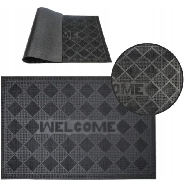 Smart Home Rubberen Deurmat 40x60 cm 'Welcome' - Duurzaam & Weerbestendig Zwart