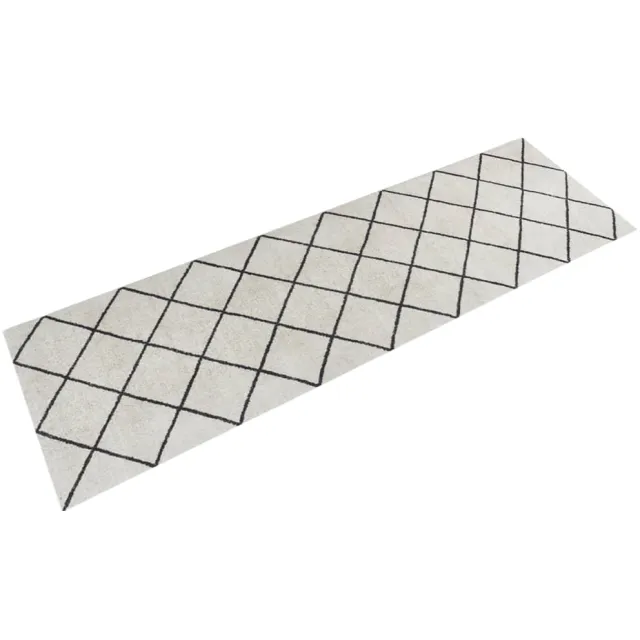 vidaXL Keukenmat wasbaar geblokt 60x180 cm fluweel Grijs