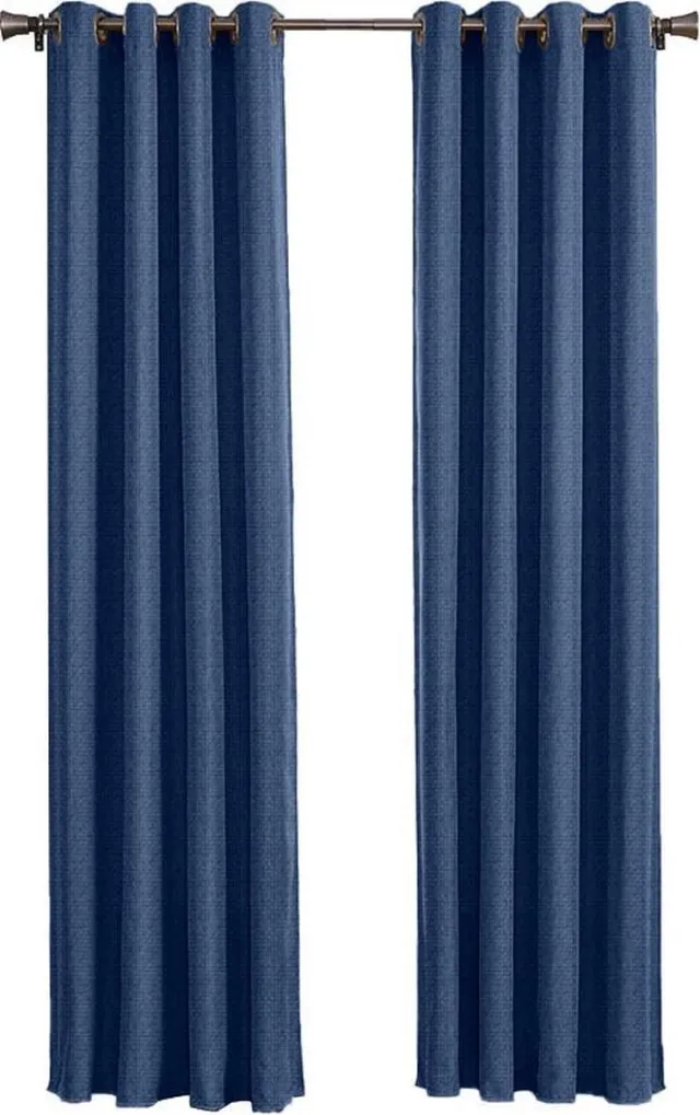 Larson Luxe geweven blackout gordijn met ringen – donkerblauw 3x2.5m – Verduisterend & kant en klaar – per stuk