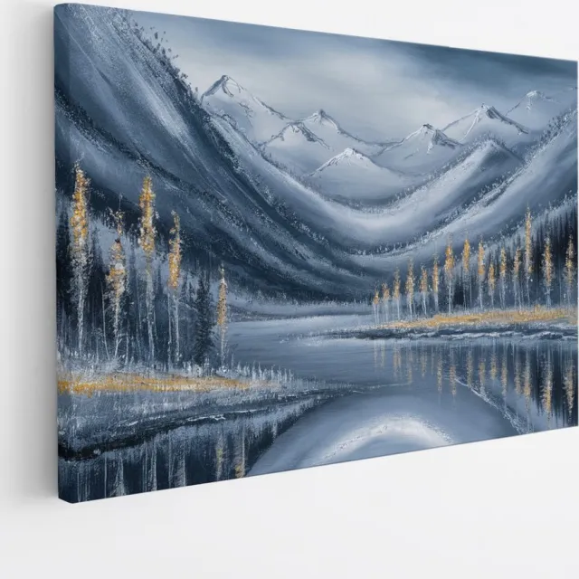 Saammp Canvas Schilderij - Natuur - Wit Landschap - Abstract - 90x60 - Foto op canvas - Wanddecoratie - Muurdecoratie Woonkamer - Slaapkamer decoratie - Canvas Print Multicolor