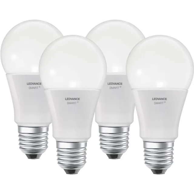 LEDVANCE 175 LEDVANCE Smart LED-lamp met Bluetooth Mesh-technologie, E27-fitting, instelbare lichtkleur (2000-6500K), RGB-kleur veranderbaar, vervangt 60W gloeilampen, bestuurbaar met Google en Alexa, 4-pack