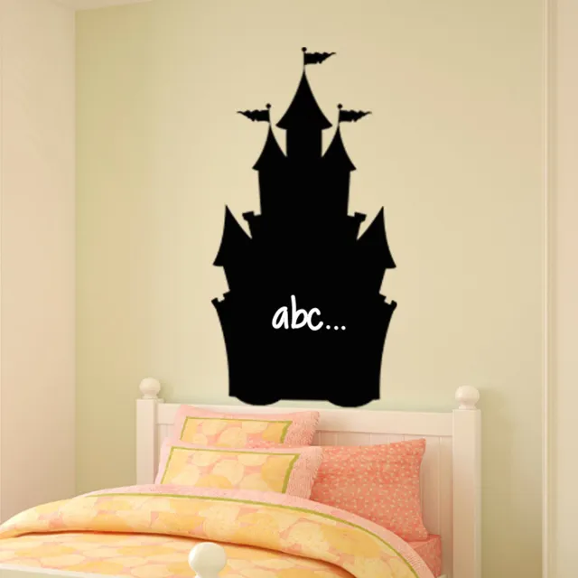 Ambiance Sticker Schoolbordsticker - uitwisbare zelfklevende muurstickers - Kasteelontwerp - 70x35cm Multi color