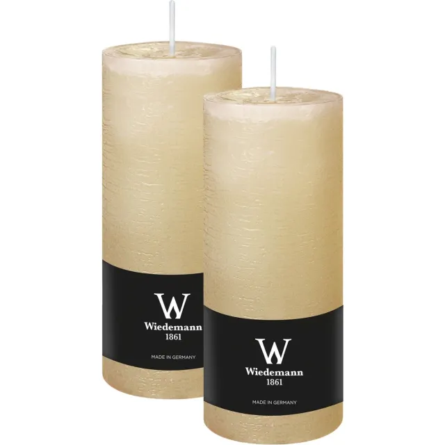 Wiedemann Cilinderkaars/stompkaars - 2x - rustieke kaars - creme wit - 7 x 16 cm - 66 branduren