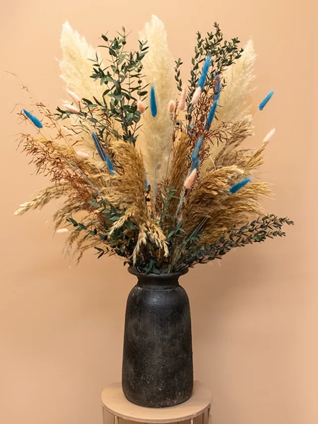 Roselin Deco Droogbloemen - boeket Linda - kleurrijk droogboeket - Groot droogbloemenboeket rood