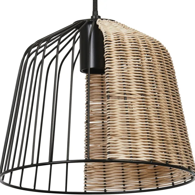 Osram Decor Cage Bell hanglamp in industriële stijl, zwart/bruin, kooibehuizing van metaal en rotan, E27 fitting, 260 mm diameter, eenvoudig te installeren, lamp niet inbegrepen Zwart|Bruin