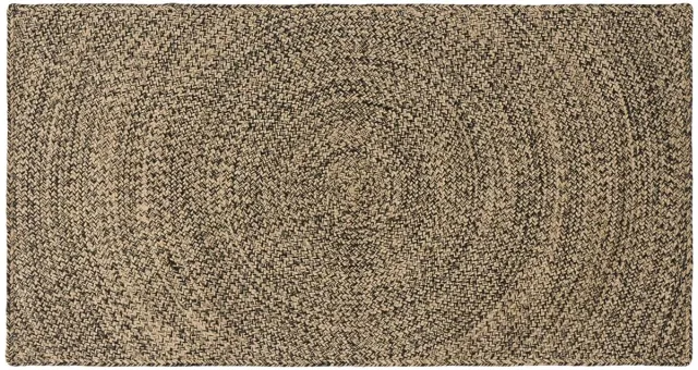 vidaXL Gebied - Tapijt - Naturel - en - Zwart - 100 - x - 200 - cm - Jute Naturel en Zwart