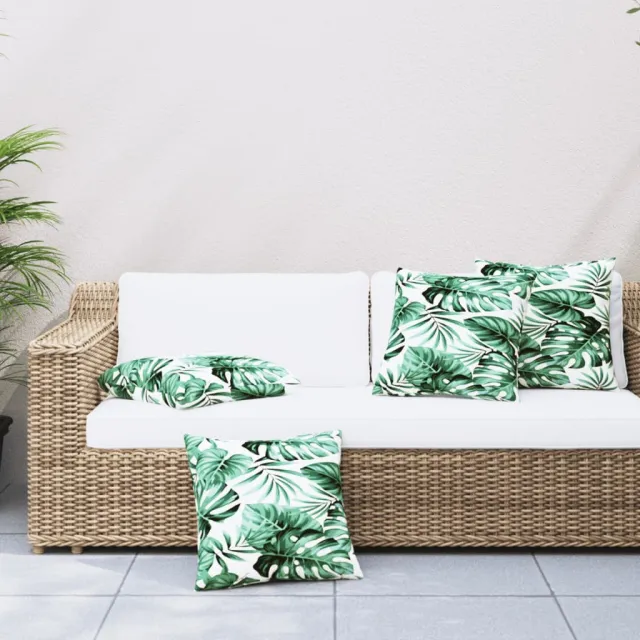 vidaXL Bankkussens 4 st bladpatroon 50x50 cm stof meerkleurig