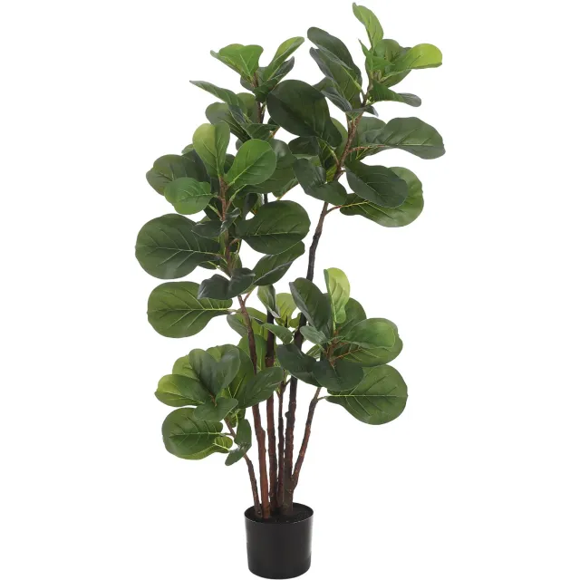 Triumpunpre Kunstmatige Vioolblad Vijg 150 cm - Nep Ficus Lyrata Met 72 Zijden Bladeren En Echte Houten Stam - Potplant Voor Binnen Decoratie Woonkamer Kantoor