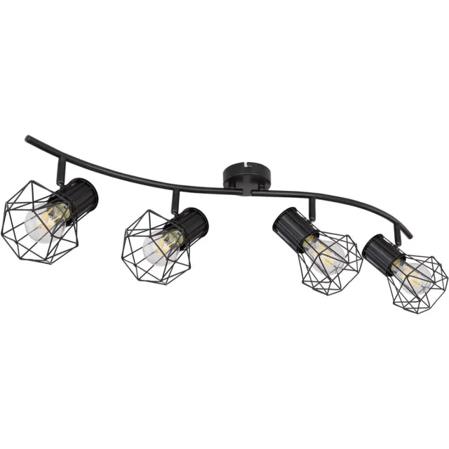 Globo Spotlight strip zwenkbare plafondlamp zwart 4 vlammen, 4x E27 stopcontacten, LxBxH 80x22,5x19 cm