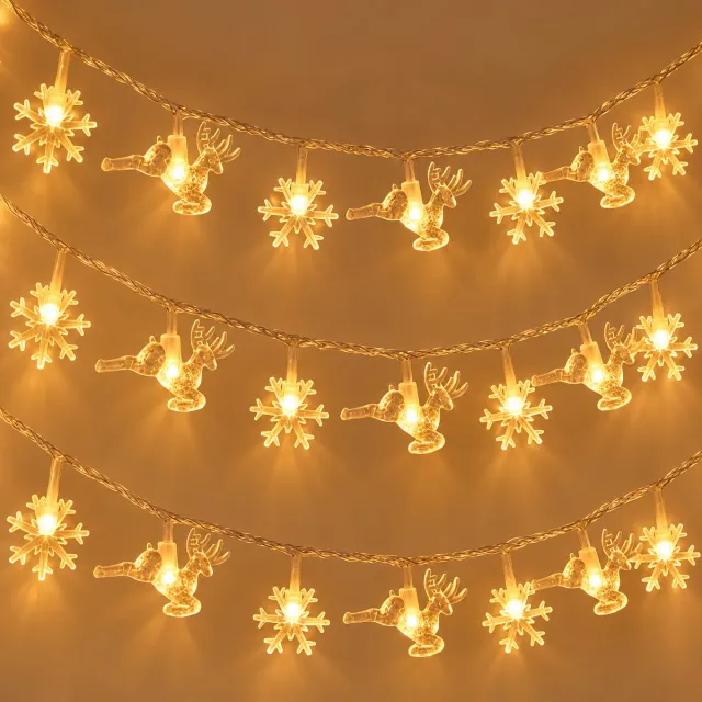 Nina's Giftshop Nina’s Giftshop® Kerstverlichting 1,5 Meter – 10 LED – Rendieren & Sneeuwvlokken – Warm Wit – Lichtsnoer – Kerstdecoratie – Kerstlichtjes – Binnen – Kerstcadeau